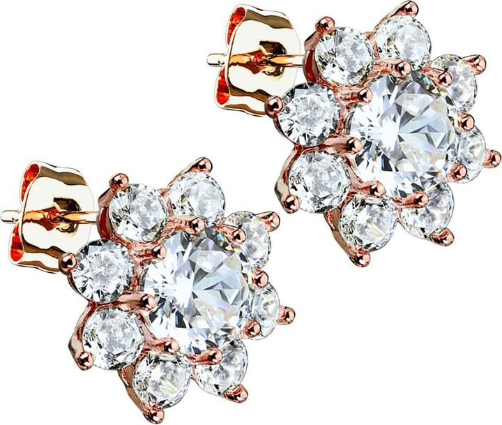 Immagine prodotto Star Piercing Orecchini a perno con fiore in cristallo oro rosa e grande cristallo (Ottone, Acciaio chirurgico 316L)