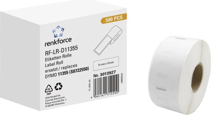 Actual product image Renkforce Label roll Compatible replaces DYMO DYMO 11355 51 x 19 mm paper W (51 mm)