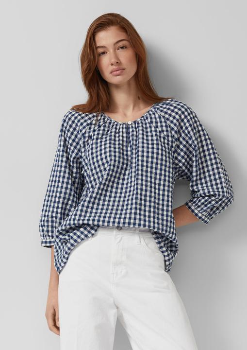 Immagine prodotto s.Oliver Seersucker-Bluse mit 3/4-Ärmeln und Raffung (48)