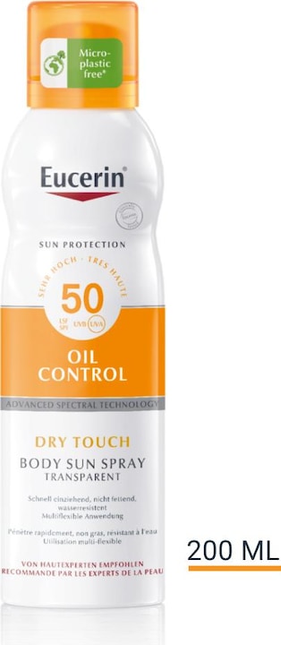 Immagine prodotto Eucerin SUN Spray corpo Oil Control Dry Touch SPF 50 (Spray solare, SPF 50, 200 ml, 190 g)
