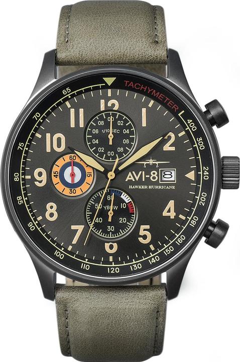 Actual product image AVI-8 AV-4011-0E Hawker Hurricane Chronograph 42mm 5ATM (Chronograph, 42 mm)