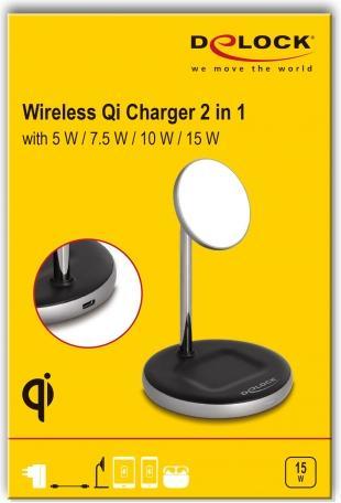 Actual product image Delock Wireless Charger 2 in 1 with 5 W / 7.5 W / 10 W / 15 W (15 W)