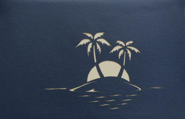 Actual product image Hervorragend 3D Pop-up Palme auf Insel blau (1 pcs.)