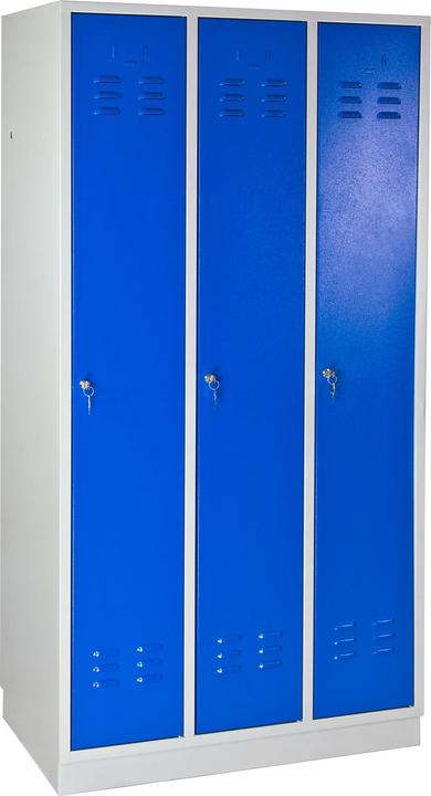 Actual product image ADB Spind Garderobenschrank 3-türig Lichtgrau / Blau (89 cm, 177.50 cm)
