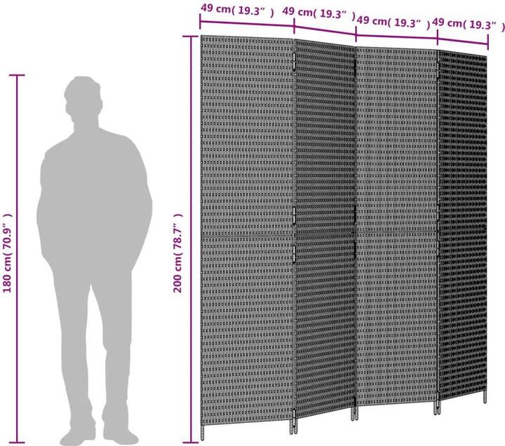 Immagine prodotto vidaXL Screen 4 pezzi in poly rattan grigio,Colore: Grigio,Materiale: Poly
