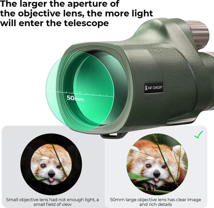 Produktbild K&F Concept 12*50 BAK4 HD Monocular With Akka dovetail Army green (12 x, 50 mm)