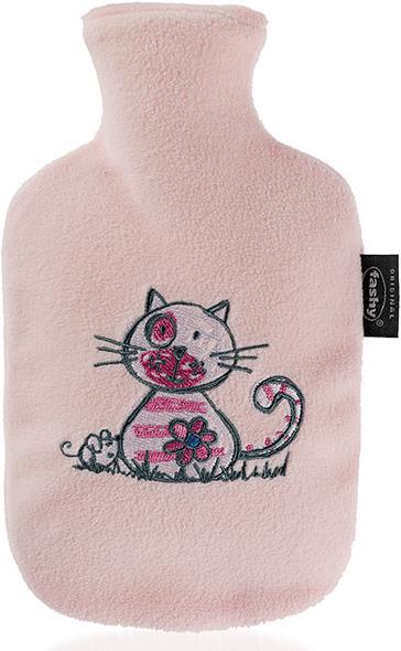 Fashy Wärmeflasche mit Flauschbezug rosa (0.80 l, Bettflasche mit Bezug)