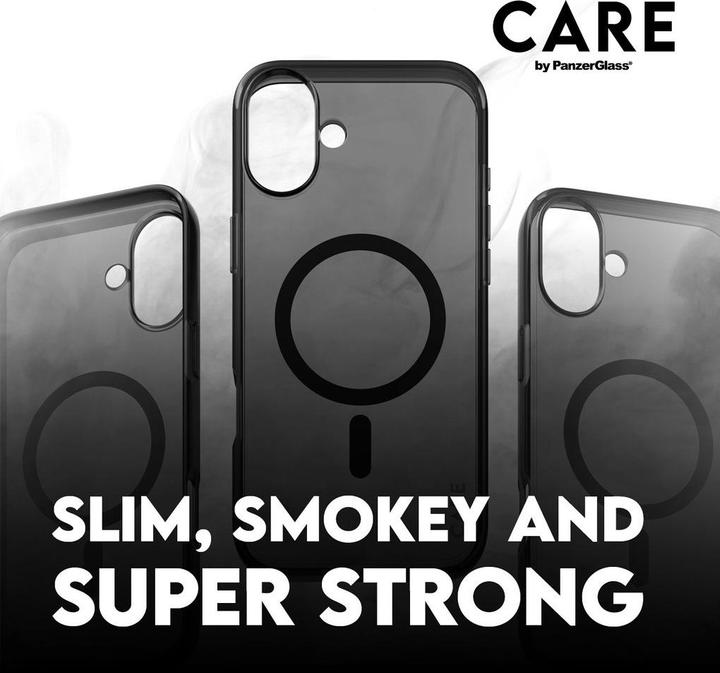 Actual product image PanzerGlass CARE Flagship Case Smokey w. Black MagSafe iPhone '24 6.1" (Apple iPhone 16)