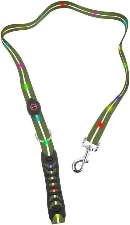 Image du produit Media-Tech Laisse en PVC éclairée par LED de couleur pour chiens de moyenne et grande taille, vert armée (1, Chien, Général)