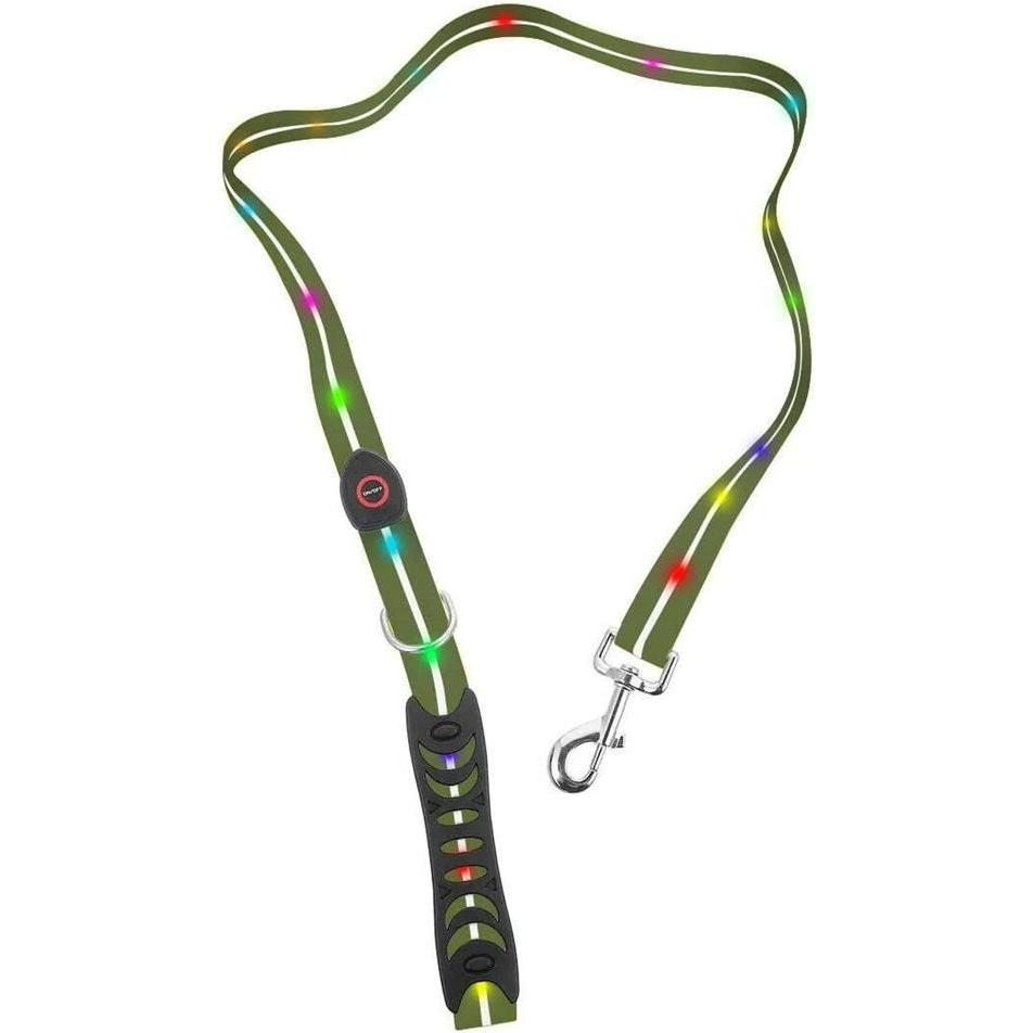 Media-Tech Farbige LED-beleuchtete PVC-Leine für mittelgrosse und grosse Hunde, armeegrün (1, Hund, Allgemein), Halsband...