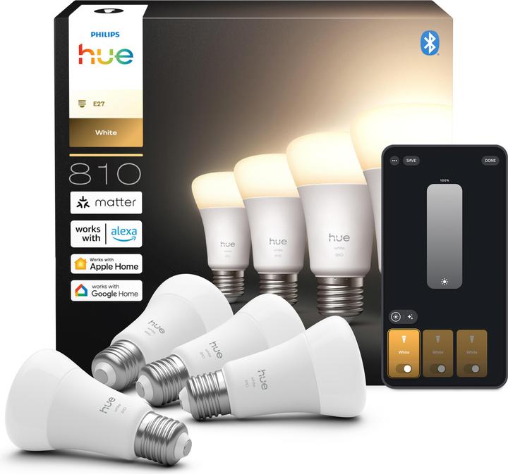 Actual product image Philips Hue White Smart (E27, 810 lm, 4 x, E)
