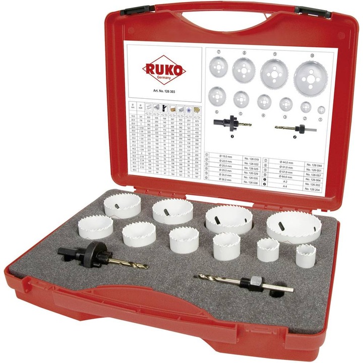 Produktbild Ruko Lochsägen-Satz (64 mm, 19 mm, 38 mm, 25 mm, 22 mm, 35 mm, 29 mm, 44 mm, 57 mm, 51 mm)