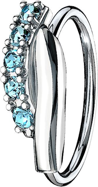 Immagine prodotto Star Piercing Anello Micro Piercing in argento a doppia barra intrecciata con cristalli color acqua (Ottone, Acciaio chirurgico 316L)