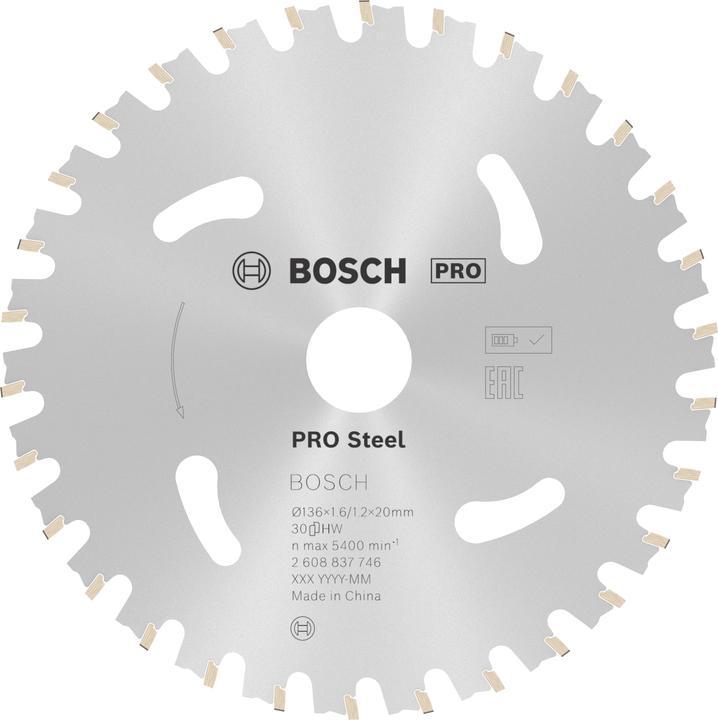 Image du produit Bosch Professional Zubehör Lame de scie circulaire PRO Steel cordless, 136 x 1,6 x 20 mm