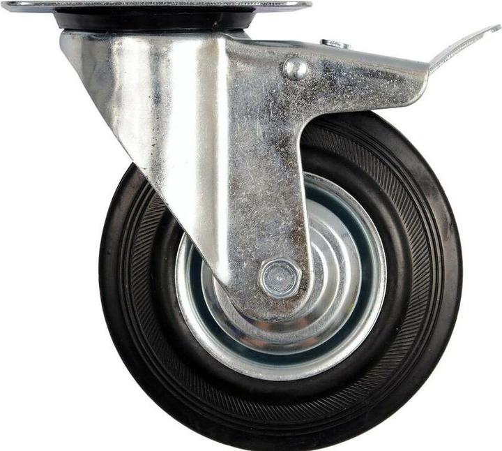 Toya Zwenkwiel met zwart rubber en rem 125 mm 87323