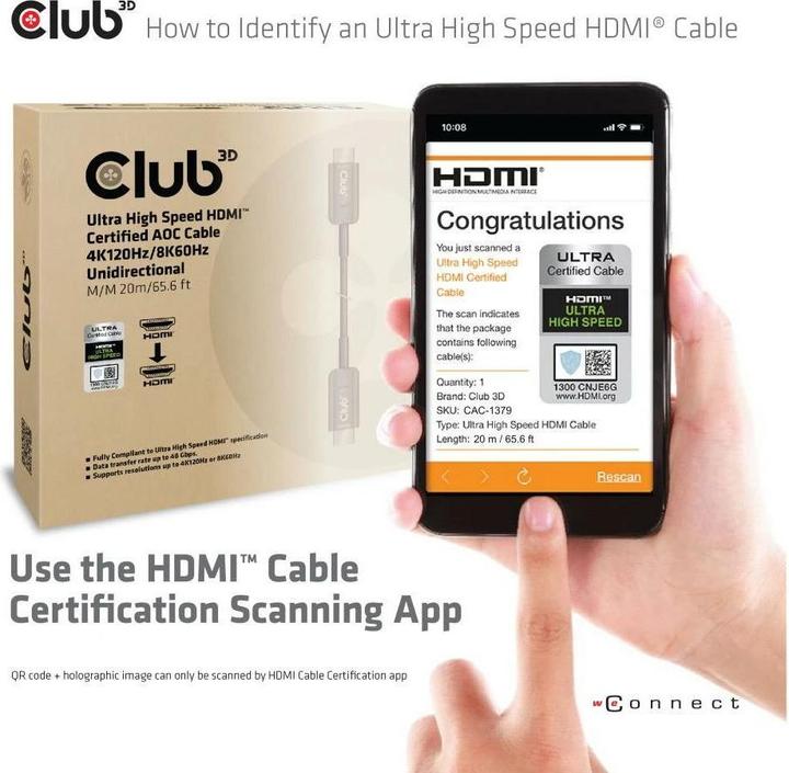 Immagine prodotto Club 3D HDMI (Typ A) — HDMI (Typ A) (20 m, HDMI, 2.1)