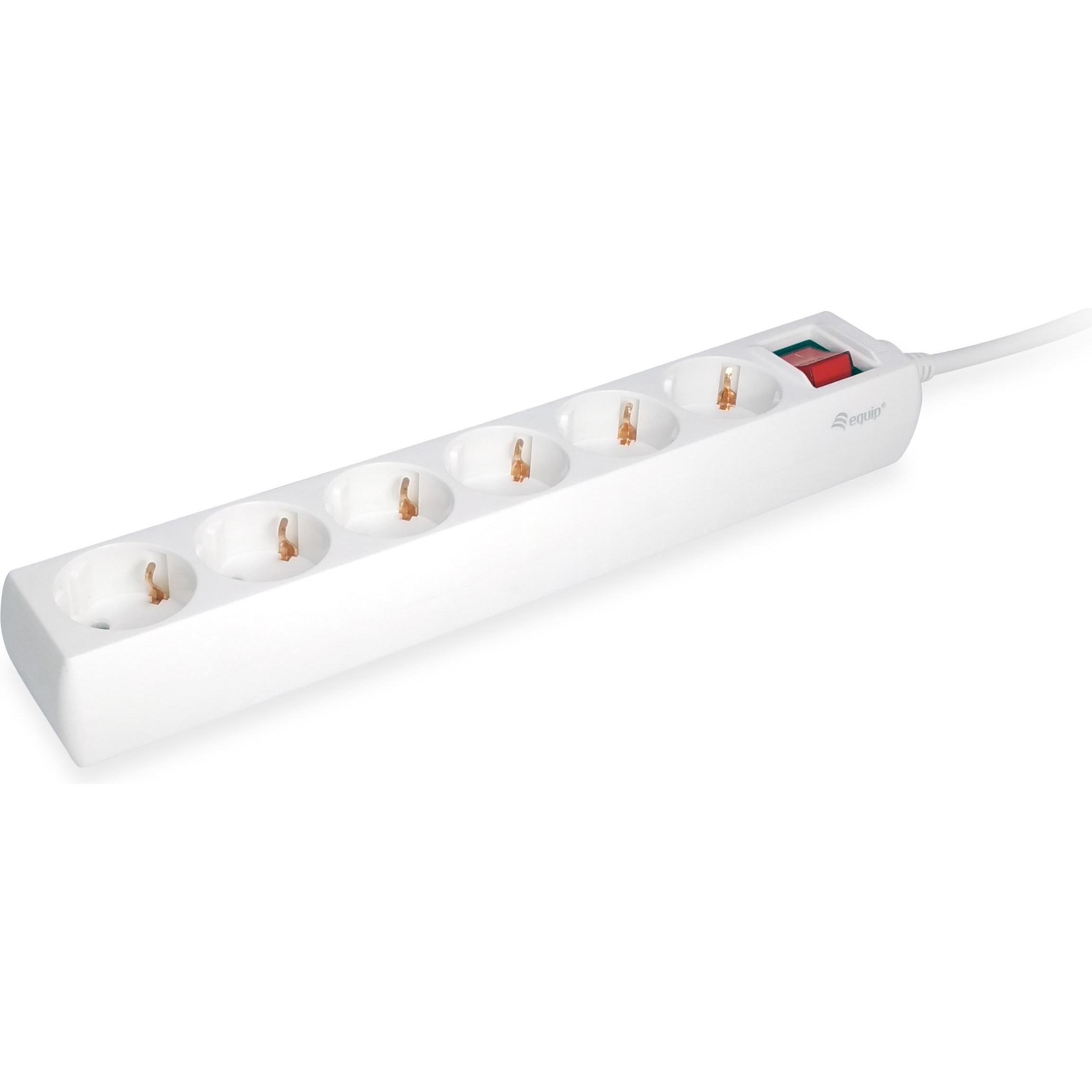 equip, Steckdosenleiste, Steckdosenleiste Schuko Kabel mit Schalter (6 x, CEE 7/3, 1.50 m)