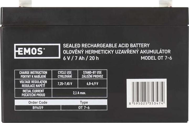 Produktbild Emos Wartungsfreier Blei-Akku 6 V/7 Ah (6 V, 7 Ah)
