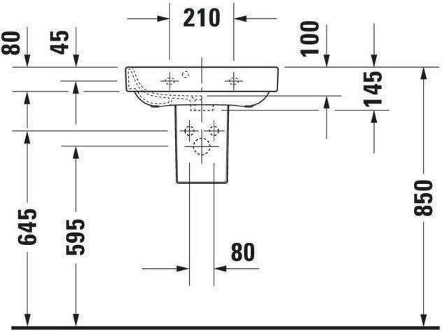 Produktbild Duravit Handwaschbecken HAPPY D.2 m ÜL HLB 500x360mm 1 Hahnloch weiss WG (360 mm, 500 mm)