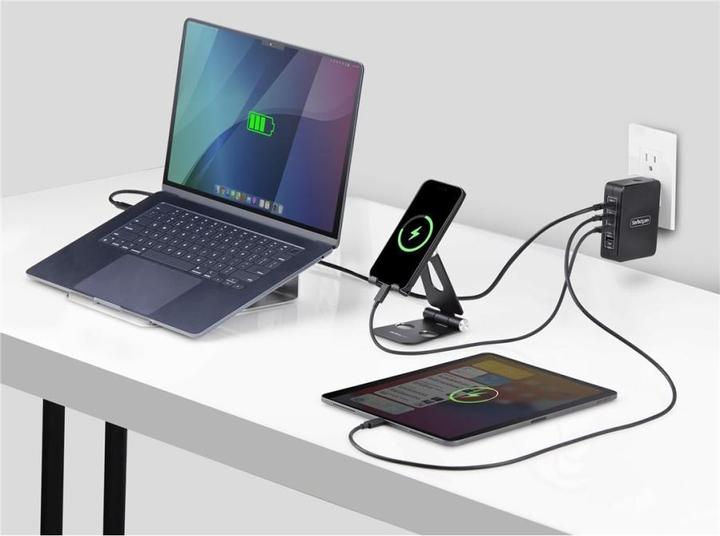 Produktbild StarTech .com 3114GCU-WALL-CHARGER, Drinnen, AC, 28 V, Schwarz (140 W, 4 Ports)