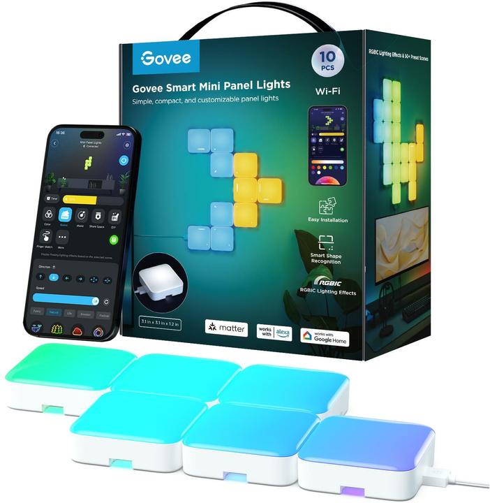 Actual product image Govee Mini light panels RGBIC segment colours