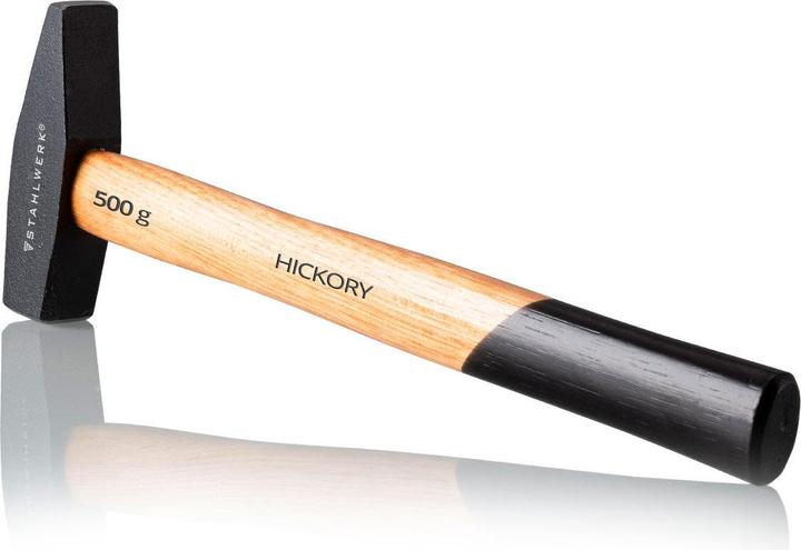 Actual product image Stahlwerk Hammer 500g locksmith's hammer robust steel head, hickory wood handle (500 g)