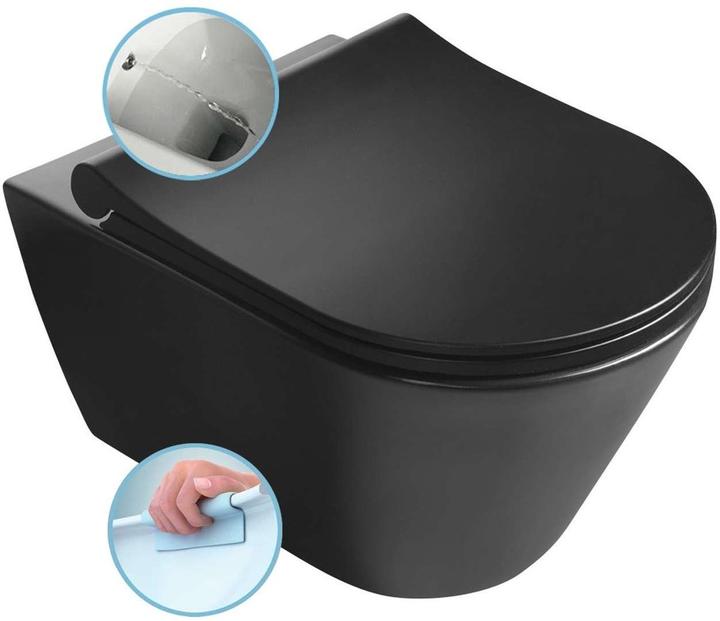 Image du produit Sapho avva - hangend toilet met bidetdouche, rimless, mat zwart