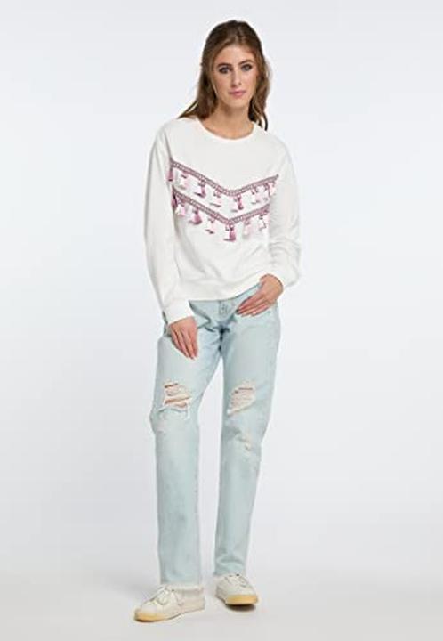 Actual product image Caneva Embroidered Sweater with Colorful Tassels and Soft French Terry Lining (S)