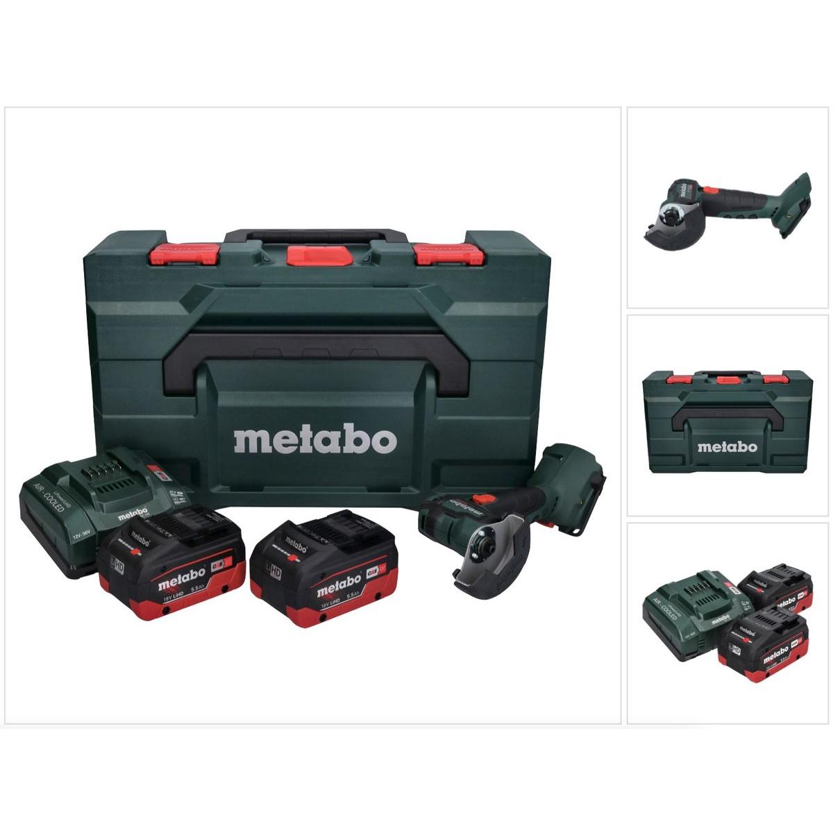 Metabo, Winkelschleifer, CC 18 LTX Akku Winkelschleifer 18 V 76 mm Brushless + 2x Akku 5,5Ah + Ladegerät + MetaLoc (76 m...