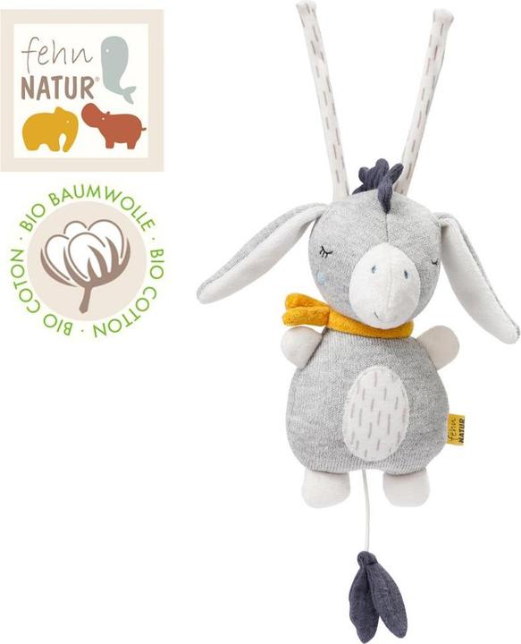 Actual product image Fehn Mini musical clock donkey NATURE