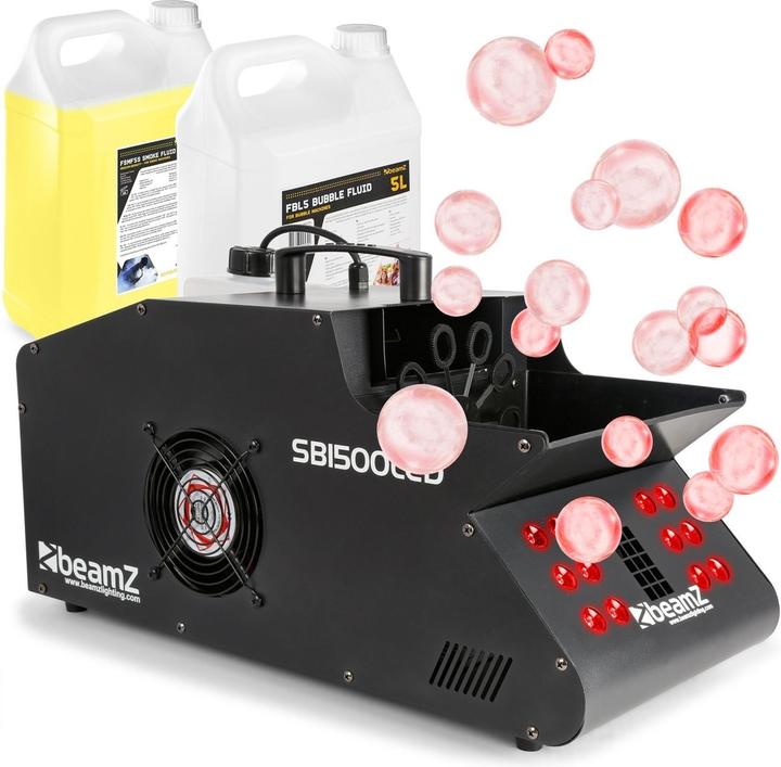 Productafbeelding BeamZ Rauchmaschine & Blasenblasmaschine - SB1500led inkl. 5 Liter Rauchflüssigkeit und 5 Liter Blas