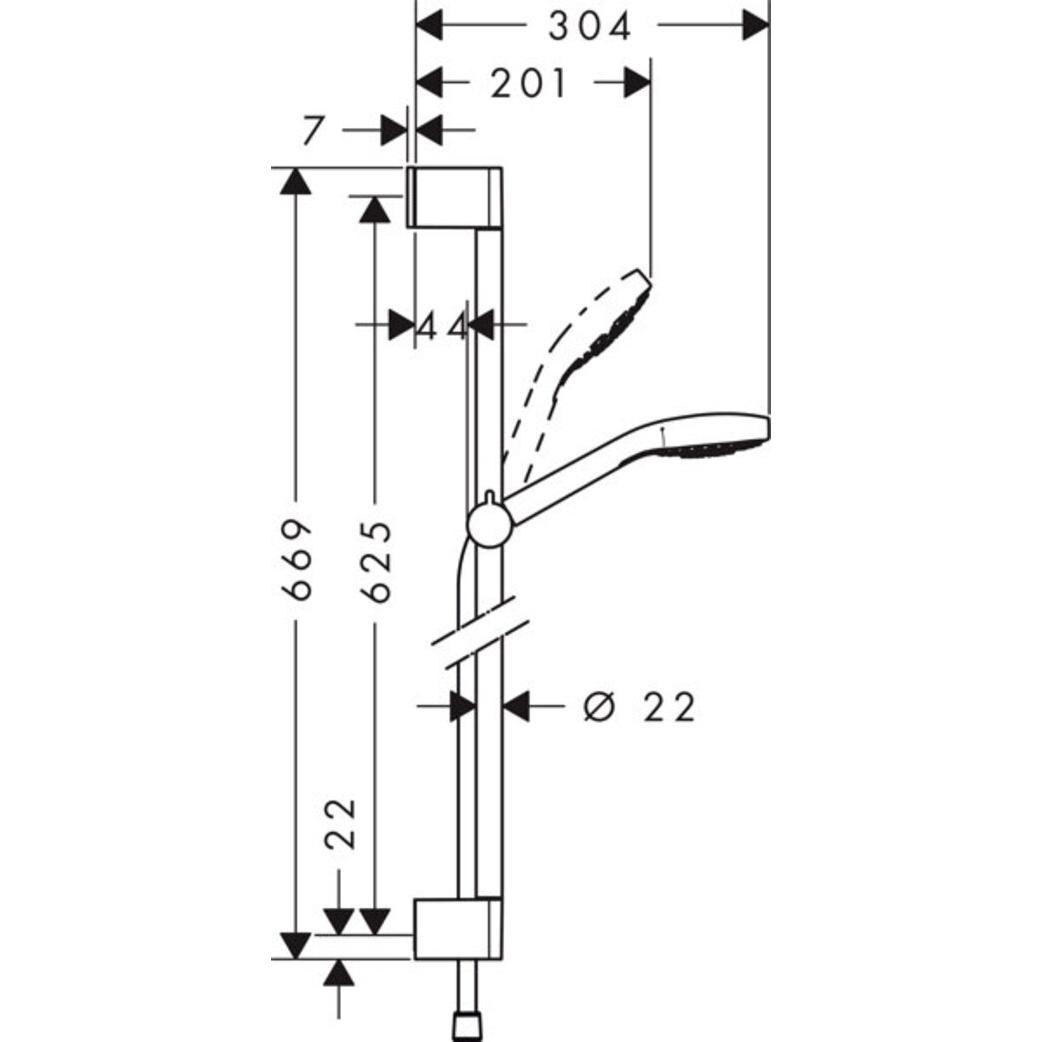 Thumbnail - hansgrohe, Duschsystem, HG Brauseset CROMA SELECT E VARIO Bsta Unica'Croma 650mm EcoS 9 l/m we/chr