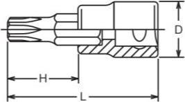 Actual product image Koken 1/2-inch socket with Torx T27/60 mm tip