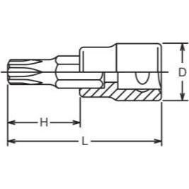 Thumbnail - Koken, Steckschlüssel + Stecknuss, 1/2" Handstecknuss mit Torx-Bit T15/60mm, (4025-60 T15) (60 mm)