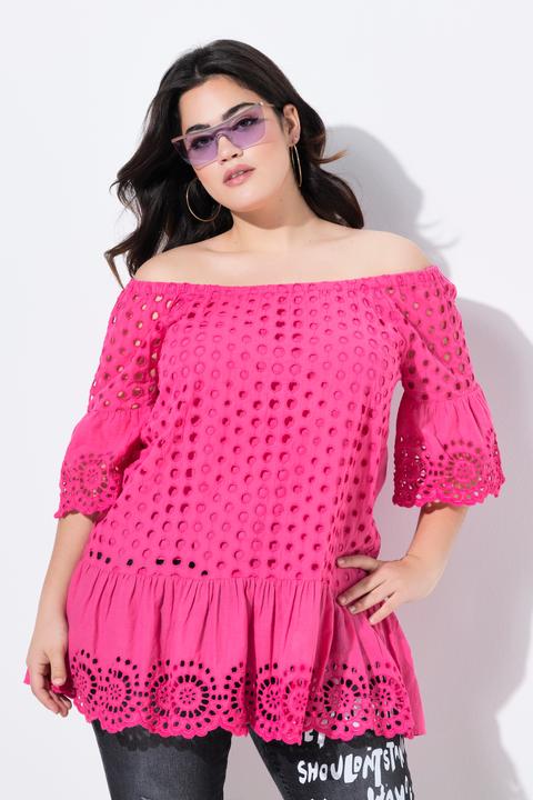 Immagine prodotto Angel of Style Bluse, A-Linie, Loch-Stickerei, 3/4-Raglanärmel (46)