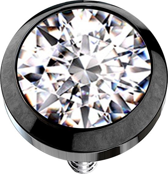Produktbild Star Piercing Dermal Anchor schwarz mit Kristall silber (Chirurgenstahl 316L, ohne Messing)
