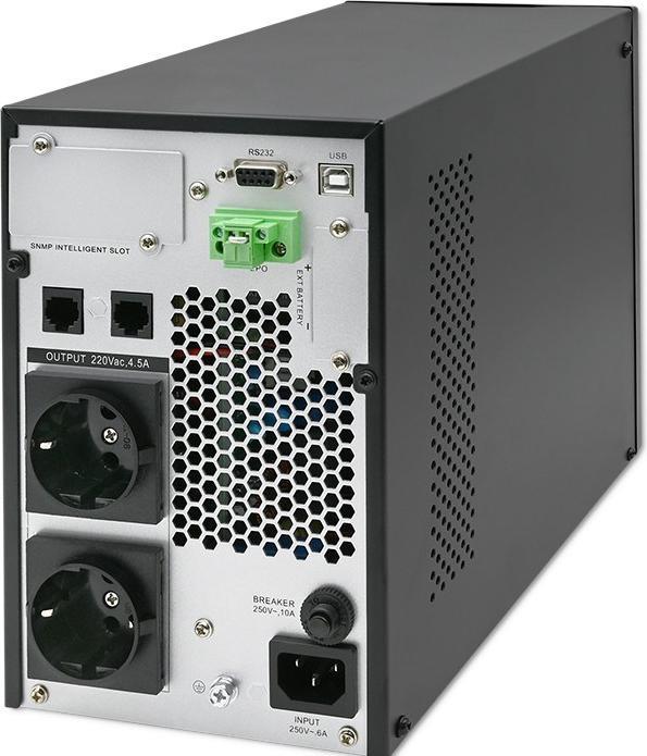 Produktbild Qoltec ZASILACZ AWARYJNY UPS 1KVA | 1000W | POWER FACTOR 1.0 | LCD | EPO | USB | ON-LINE (1 VA, 1000 W, Online-Doppelwandler USV)