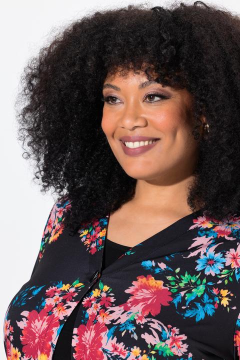 Produktbild Ulla Popken Jerseyjacke, A-Linie, V-Ausschnitt, Langarm (56)