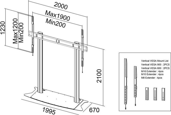 Produktbild Multibrackets M Public Display Stand 210 Dual Pillar 150kg MAX Floorbase (150 kg)