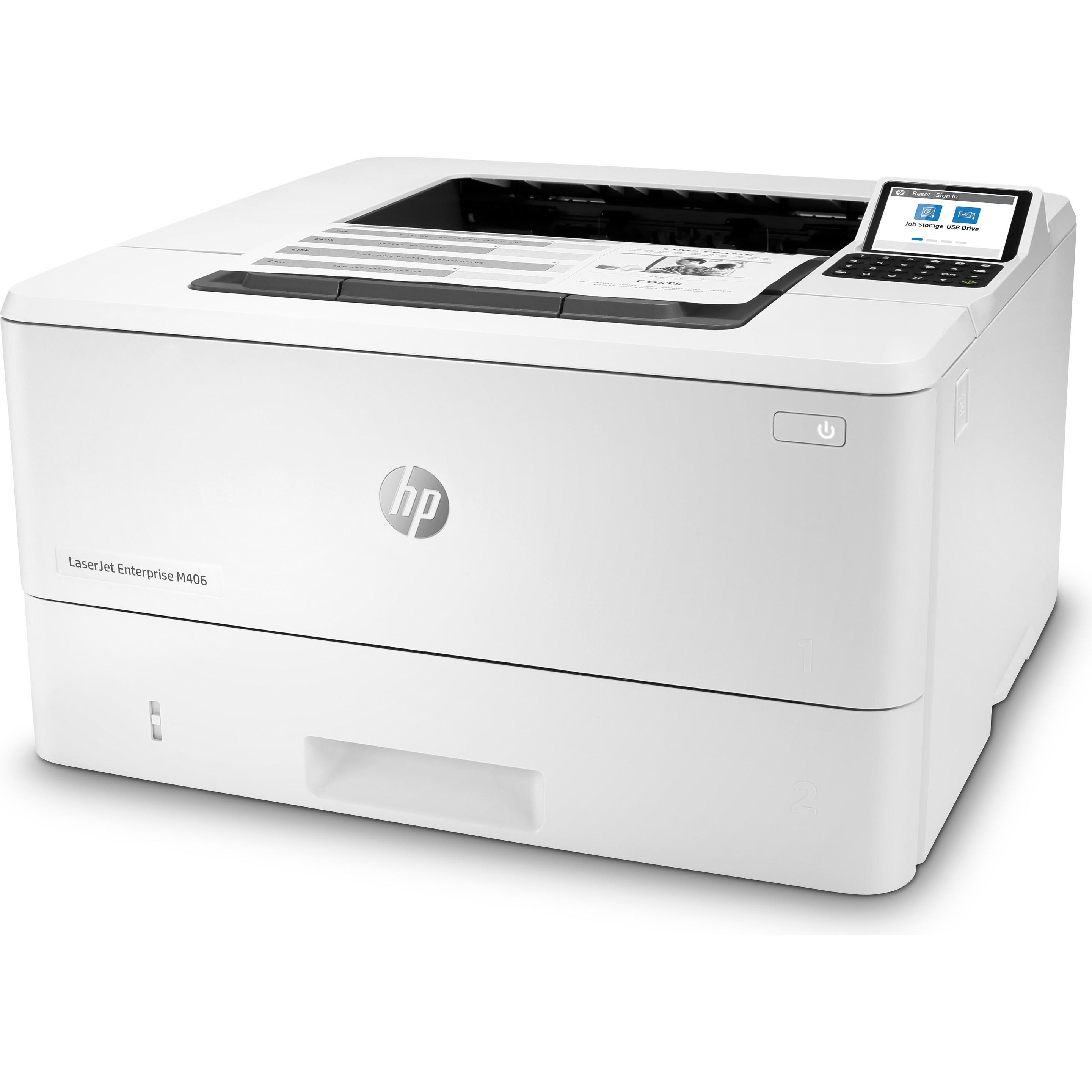 HP LaserJet Enterprise M406dn (Laser, Schwarz-Weiss), Drucker, Weiss