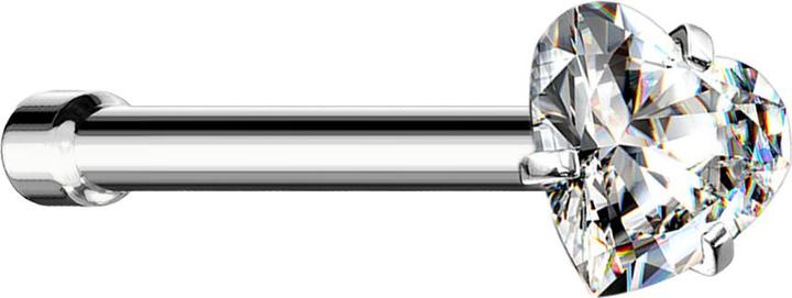 Immagine prodotto Star Piercing Nasenstecker gerade silber Kristallherz silber gefasst (senza ottone, Acciaio chirurgico 316L)