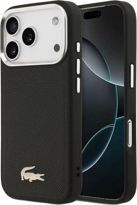 natelo.ch Lacoste MagSafe Kunstleder Hülle Apple iPhone 17 Pro - Schwarz (Apple iPhone 17 Pro)