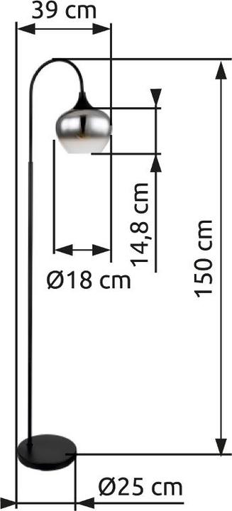 Productafbeelding Globo Vloerlamp Maxy zwart mat 1xE27 (E27)