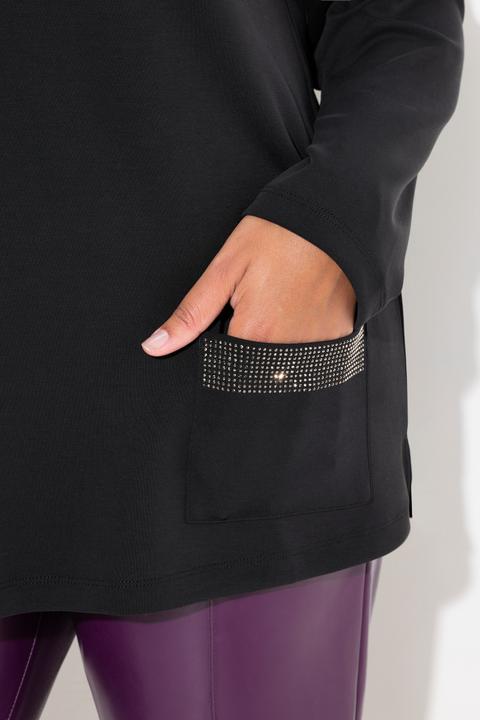Produktbild Ulla Popken Sweatshirt, Ziersteintaschen, Boxy, Stehkragen, Langarm (42, 44)