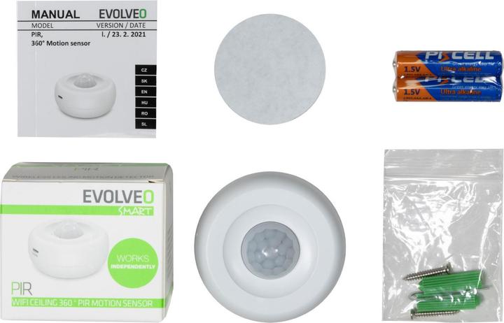 Actual product image Evolveo PIR, chytrý WiFi bezdrátový stropní 360° PIR snímač pohybu, funguje i samostatně (6 m)