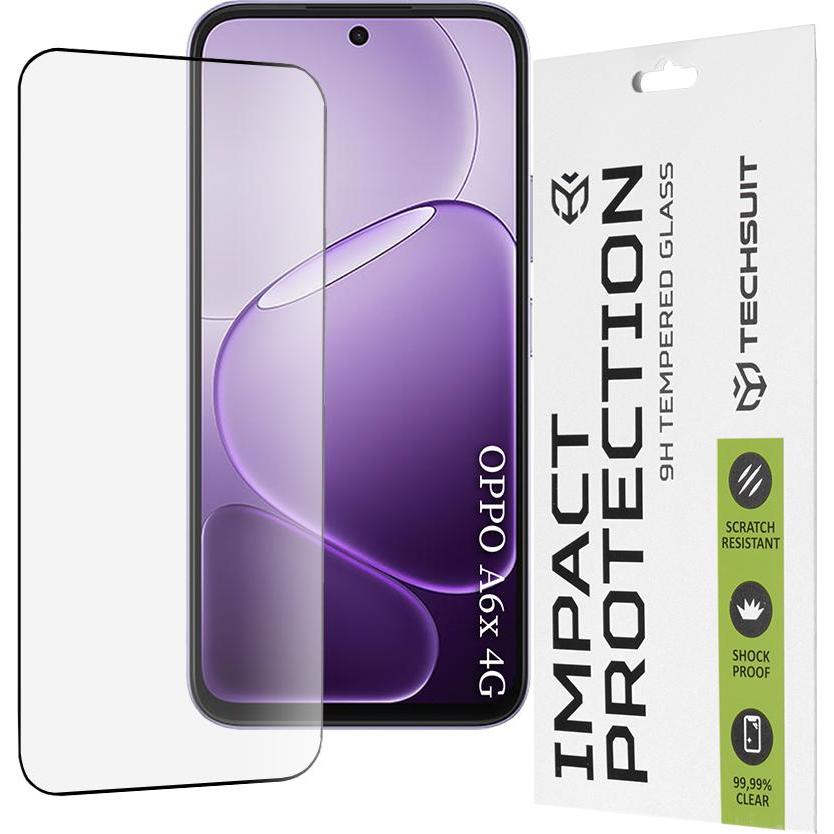 Techsuit - 111D Full Cover / Full Glue Glass - Oppo A6x 4G / A6x 5G - Black (Oppo Reno 6 5G), Pellicola protettiva smartphone, Nero