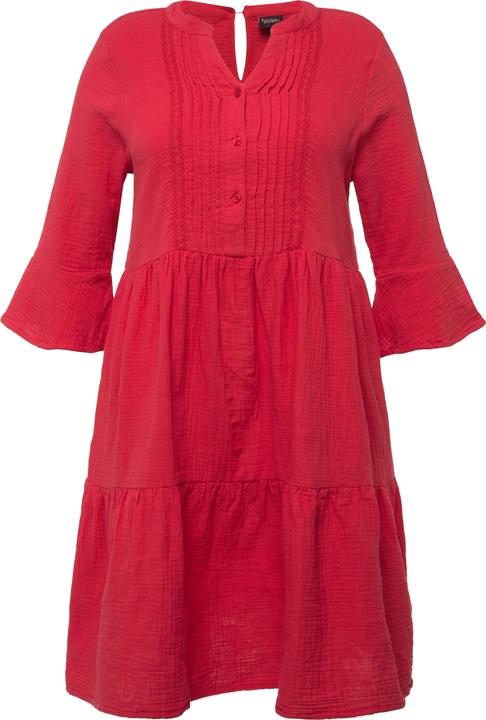 Image du produit Ulla Popken Robe en mousseline, col tunisien et manches 3/4, silhouette en A évasée (46, 48)