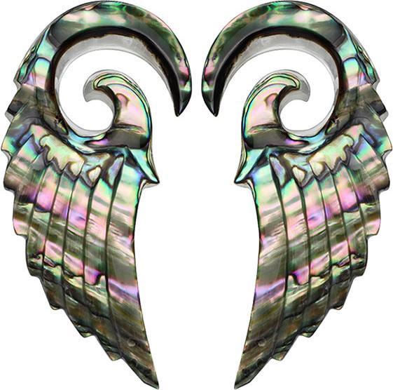 Immagine prodotto Star Piercing Peso per orecchio con ali d'angelo a spirale in abalone (2 pezzi) (senza ottone, Organico)