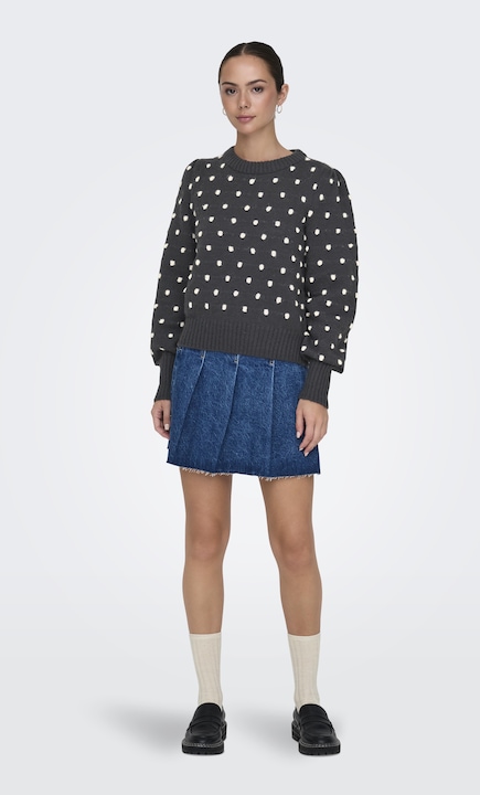 Immagine prodotto JdY Vestibilità regolare Collo alto Polsini lunghi Maniche a sbuffo Pullover Maglione in maglia (L)