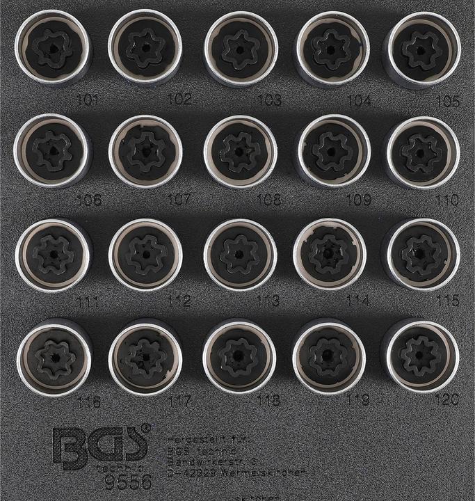 BGS Tool Tray 1/6: Rim Lock Socket Set for Opel / Vauxhall (Version A) 20 pcs.